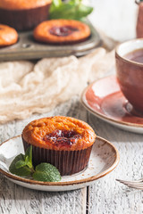 Freshly baked orange muffin