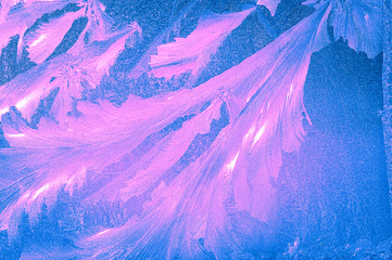 ice window frosted abstract blue pink background