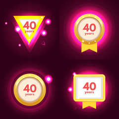 Anniversary 40 icons set