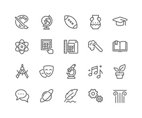 Line School Subjects Icons © woopicx.com