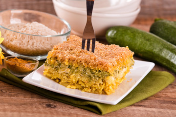 Rice timbale with zucchini. 