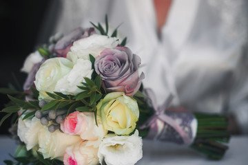 close up of beautiful bridal bouquet