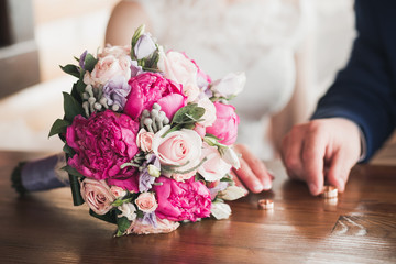 close up of beautiful bridal bouquet