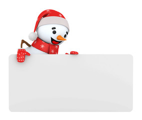 3d jolly snowman on a white background