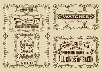 Old advertisements and frames pack- Vintage illustration Layered