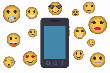 smartphone and emoticons