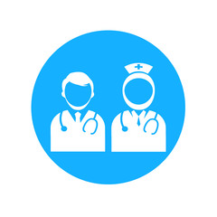 muslim Nurseicon. White Illustration isolated on blue background for graphic and web design.