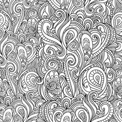 black and white seamless pattern in a zentangle style, Hand-drawn design illustration