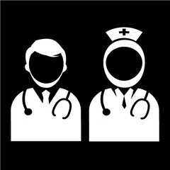 muslim Nurse  icon. White illustration isolated on black background for graphic and web design.