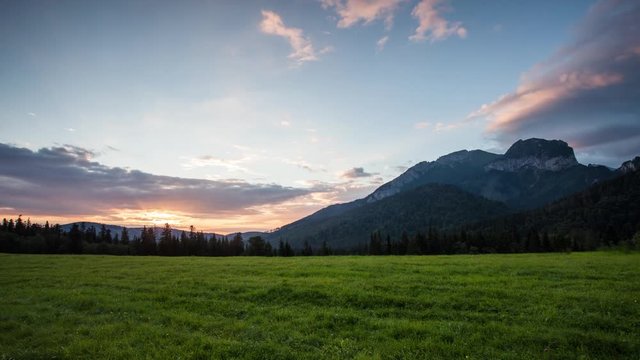 Sunrise Time lapse landscape in mountain, Tatranska Javorina, Slovakia, Tatras