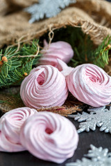 Homemade marshmallows close up.