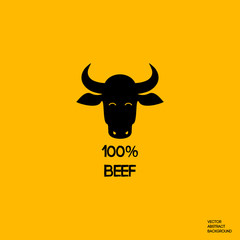 100% beef. Bull vector. Bull icon. Beef meat. Animal cow.
