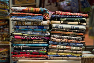 Variety of colorful african fabrics