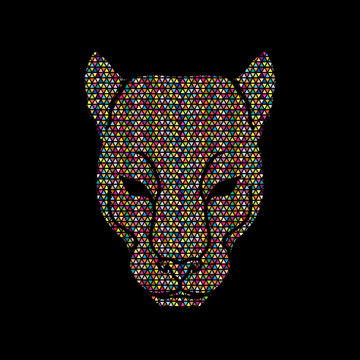Black Panther Head designed using colorful mosaic graphic vector.