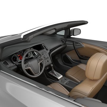convertible sports car interior isolated on a white background. 3D illustration
