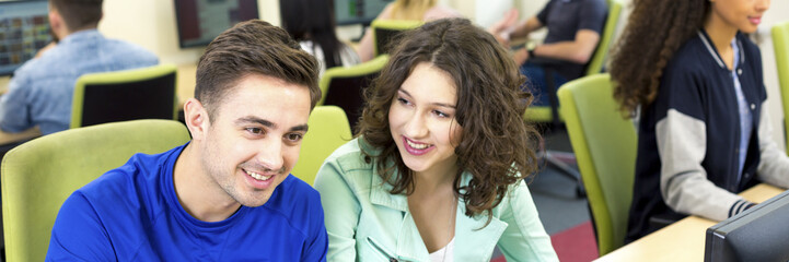 Students during computer lessons