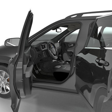 Luxury SUV interior isolated on white. 3D illustration