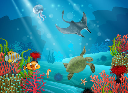 Underwater Cartoon Landscape