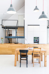 Modern house with wooden furnitures