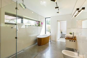 Spacious eco-friendly bathroom