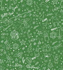 Sketchy doodle winter Christmas and New Year pattern