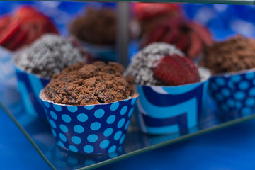 Set of cupcakes. Selective focus. Close up. Sweet tasty cupcakes.