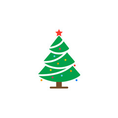 Christmas tree icon vector, decorated conifer filled flat sign, solid colorful pictogram isolated on white, spruce logo illustration