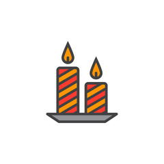 Candles line icon, filled outline vector sign, linear colorful pictogram isolated on white. logo illustration