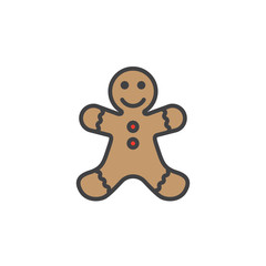 Gingerbread man cookie line icon, filled outline vector sign, linear colorful pictogram isolated on white. logo illustration