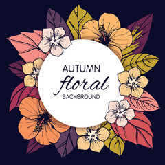 Autumn floral design with hibiscus flowers.