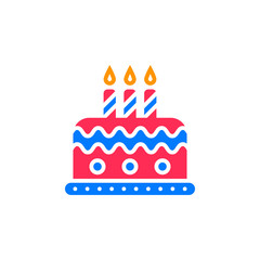Birthday cake icon vector, filled flat sign, solid colorful pictogram isolated on white, logo illustration