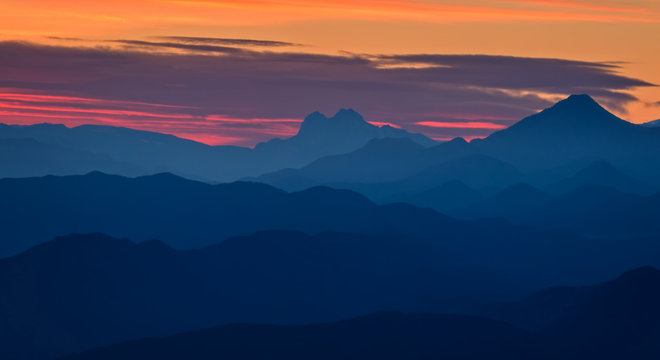 Beautiful sunset light in the spanish mountains (Serra d Entrepe