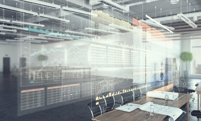 Modern office interior . Mixed media