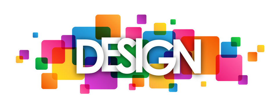 "DESIGN” overlapping vector letters icon 