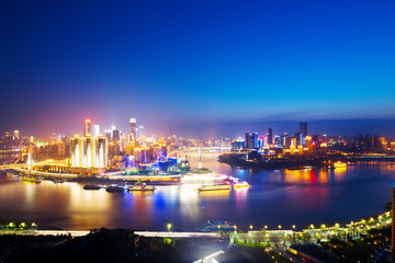 cityscape and skyline of chongqing new city at night