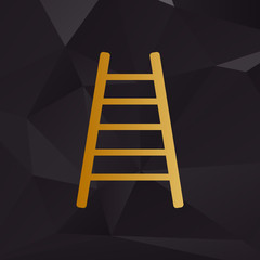 Ladder sign illustration. Golden style on background with polygons.