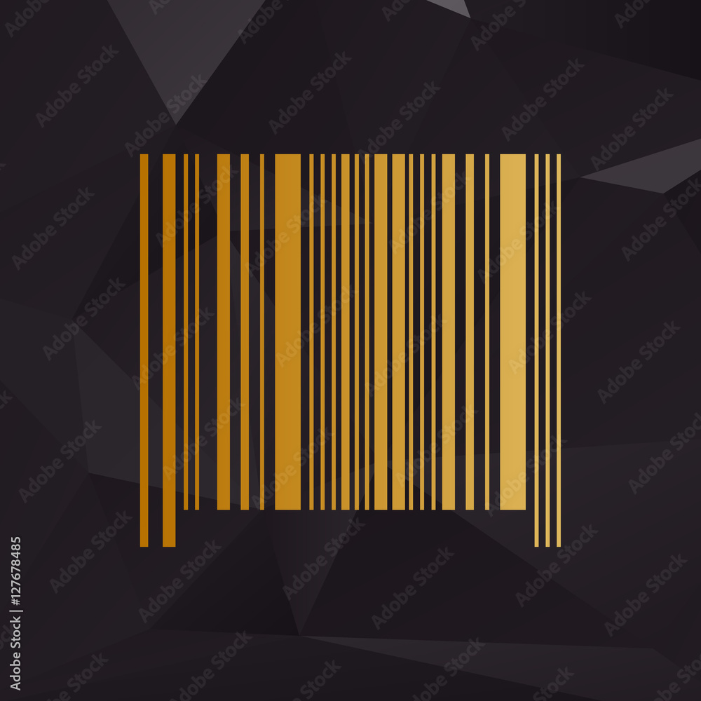 Aufkleber bar code sign. golden style on background with polygons.