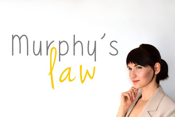 Murphy's law. Sign on white background. the law of meanness