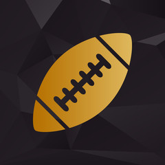 American simple football ball. Golden style on background with polygons.