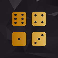 Devils bones, Ivories sign. Golden style on background with polygons.