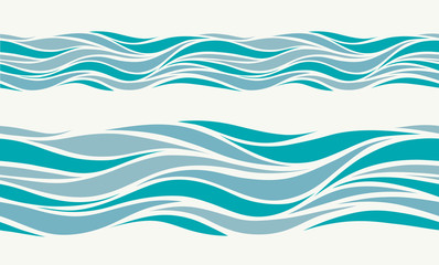 Fototapeta na wymiar Seamless pattern with stylized blue waves