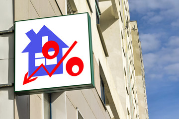 A Billboard advertising the sale of real estate . The concept of changes in housing prices