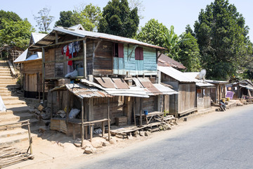 Fototapeta na wymiar simple hut on Malagasy countryside, Madagascar