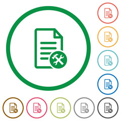 Document tools flat icons with outlines