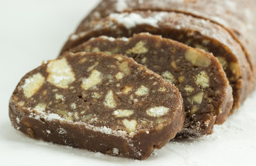Chocolate salami slices