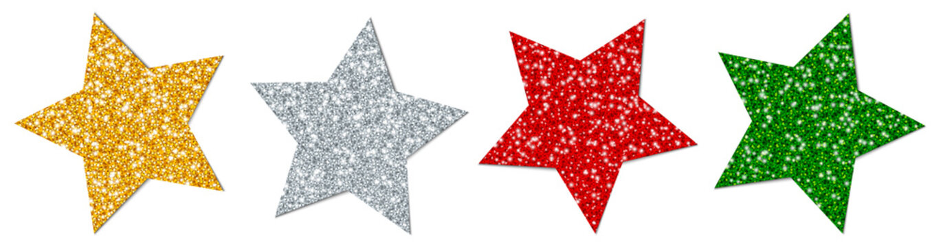 4 Stars Sparkling Gold/Silver/Red/Green