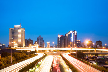 Fototapeta na wymiar busy traffic on road in chongqing new city at night