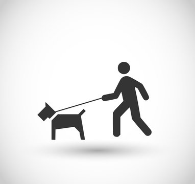Man walking with a dog icon vector
