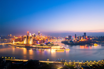 Fototapeta na wymiar cityscape and skyline of chongqing new city at sunrise