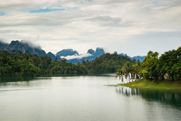 Mountain and Clouds in Ratchaprapha Dam or Khao sok national park